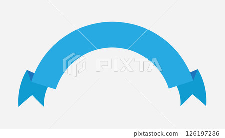Retro blue ribbon. Icon on white background. Curved textile symbol. Flat vector isolated banner 126197286