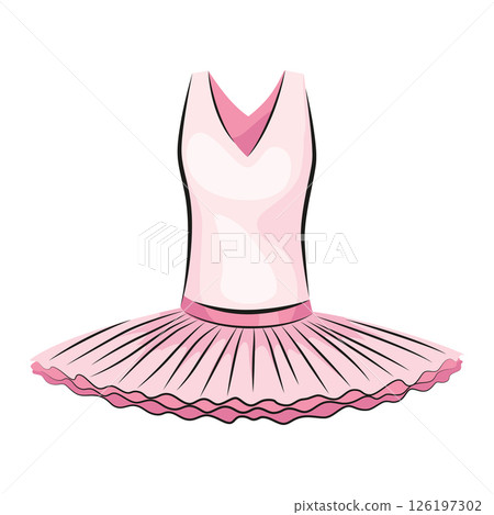 Ballet accessorie. Pink ballet dress or tutu skirt. Vector hand drawn sketch style object Ballet accessorie. Pink ballet dress or tutu skirt. Vector hand drawn sketch style object 126197302
