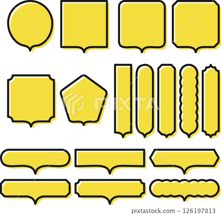 Easy to use speech bubble frame set: square, vertical, horizontal, emphasis, yellow Easy to use speech bubble frame set: square, vertical, horizontal, emphasis, yellow 126197813