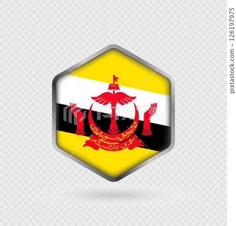 Brunei flag icon in hexagon shape. 126197975