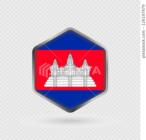 Cambodia flag icon in hexagon shape. Cambodia flag icon in hexagon shape. 126197979