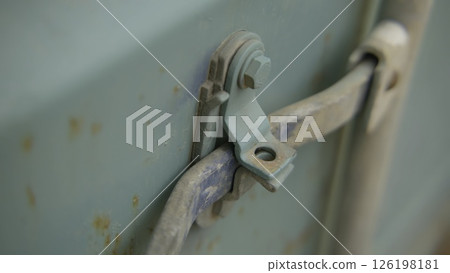 A Detailed and Intricate CloseUp of a Vintage Lock Mechanism Affixed on a Container. Stock Footage 126198181