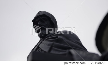 Imposing statue of stephen the great in chiinau, moldova. Action 126198658