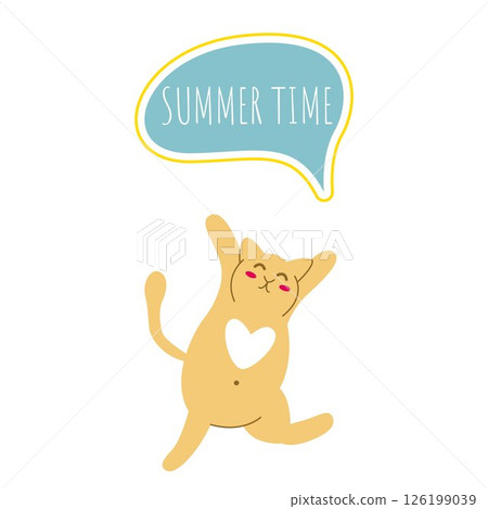 Fluffy ginger cat says it's summer time 126199039
