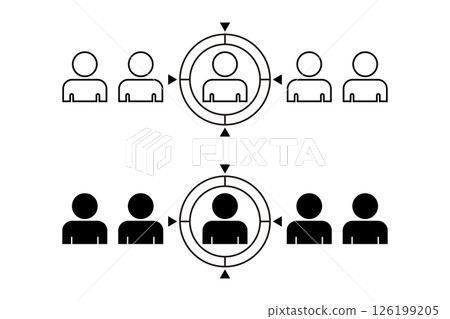 Illustration of a person pictogram with a target scope 126199205