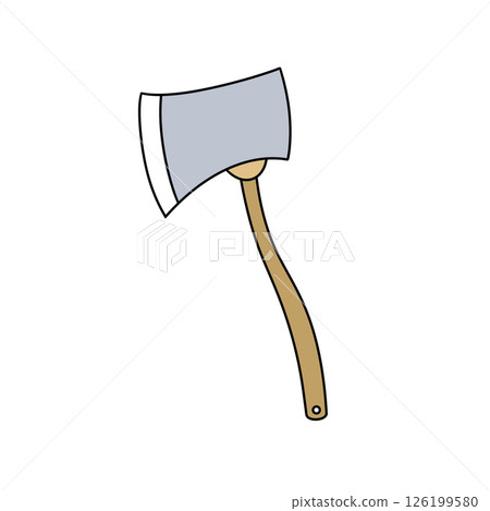 A cartoonish axe with a wooden handle 126199580