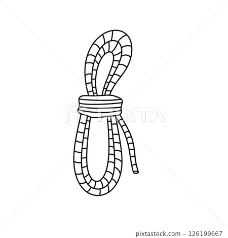 A rope is drawn in a black and white drawing 126199667