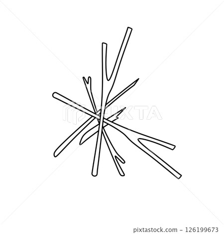 A pile of sticks with a few broken ones A pile of sticks with a few broken ones 126199673