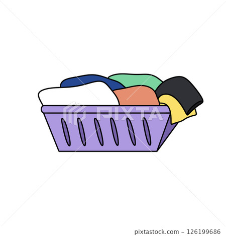 A laundry basket full of clothes 126199686