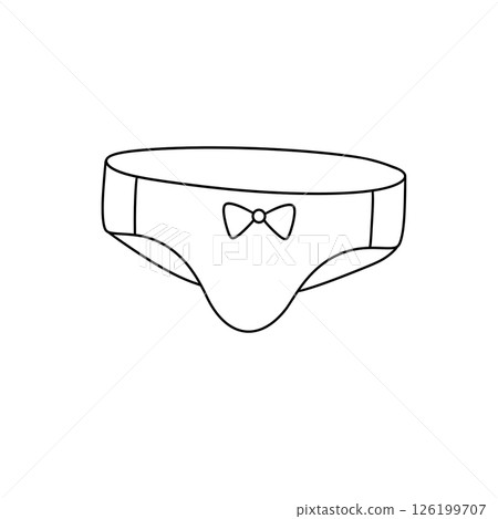 A white cartoon drawing of a man's underwear with a bow tie A white cartoon drawing of a man's underwear with a bow tie 126199707