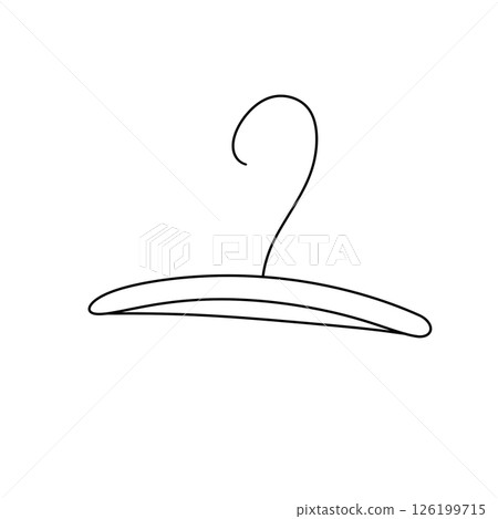 A black and white drawing of a clothes hanger 126199715