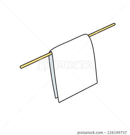 A white towel is hanging on a clothesline A white towel is hanging on a clothesline 126199737