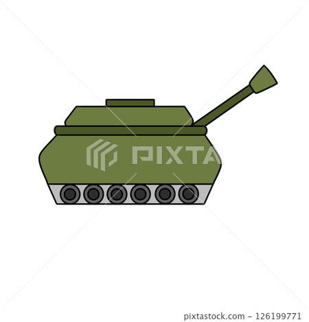 A green cartoon tank with a white background 126199771