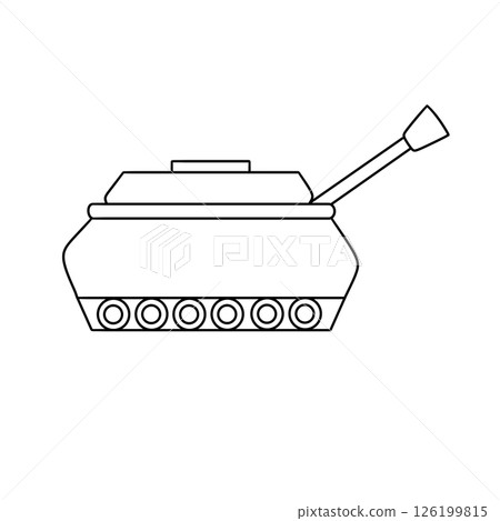 A tank is drawn in black and white 126199815