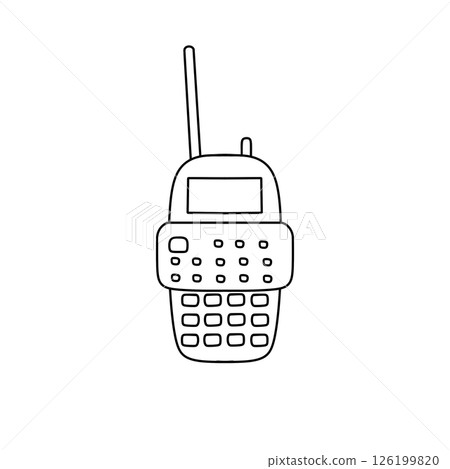 A black and white drawing of a cell phone 126199820