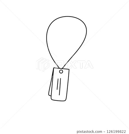A white and black drawing of a tag with a tag attached to a chain 126199822
