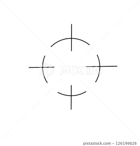 A black and white drawing of a cross with four points 126199826