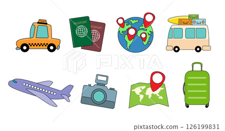 Travel Essentials Icon Set vector illustration Travel Essentials Icon Set vector illustration 126199831