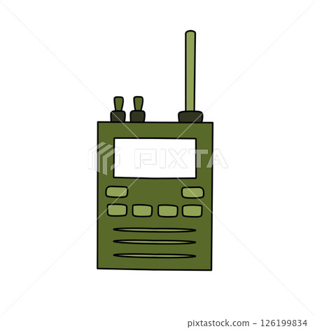 A cartoonish green walkie talkie with a green antenna A cartoonish green walkie talkie with a green antenna 126199834