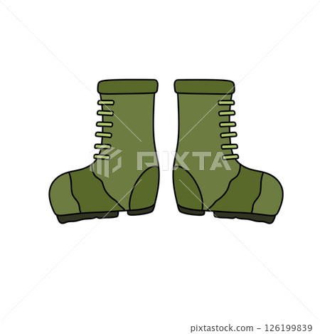 Two green army boots with laces 126199839