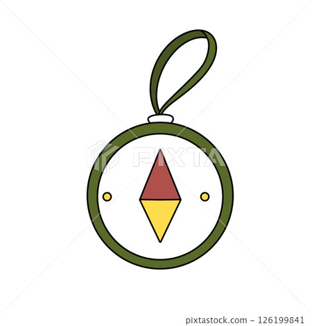 A green and white compass with a red and yellow triangle on it A green and white compass with a red and yellow triangle on it 126199841