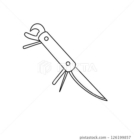 A knife with a screwdriver on the handle A knife with a screwdriver on the handle 126199857