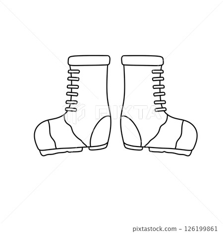 Two black and white shoes with laces 126199861