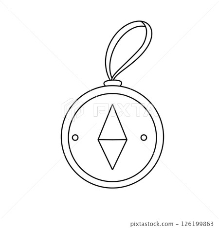 A compass is shown in a black and white drawing 126199863