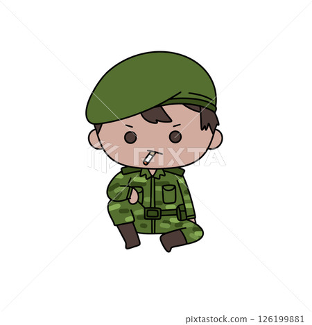 A cartoonish soldier with a cigarette in his mouth A cartoonish soldier with a cigarette in his mouth 126199881