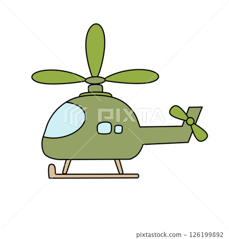 A green helicopter with a green propeller 126199892