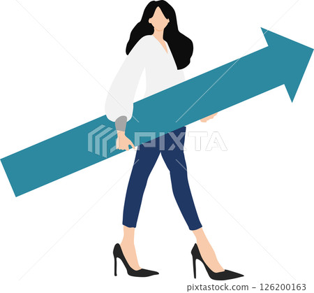 Illustration of a businesswoman holding an arrow 126200163