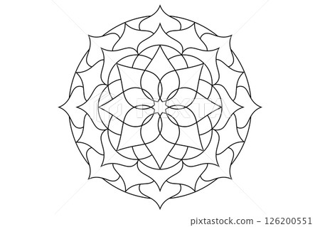 Sacred Lotus flower, coloring floral mandala, outline design. Crown Chakra Flower blossom symbol of yoga, spa, beauty salon, cosmetics, relax, brand style. Vector isolated on white background Sacred Lotus flower, coloring floral mandala, outline design. Crown Chakra Flower blossom symbol of yoga, spa, beauty salon, cosmetics, relax, brand style. Vector isolated on white background 126200551