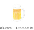 Yellow beer poured into a mug watercolor 126200616