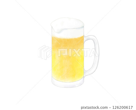 鮮黃色的啤酒倒入杯水彩畫中 126200617