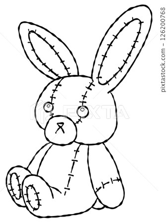 Stuffed rabbit line drawing 126200768