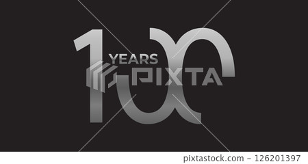 Sharp angled number 100 years in silver, strong geometric logo reflects experience, achievement. Corporate badge for 40-year milestones, commemorative branding. Vector illustration. 126201397