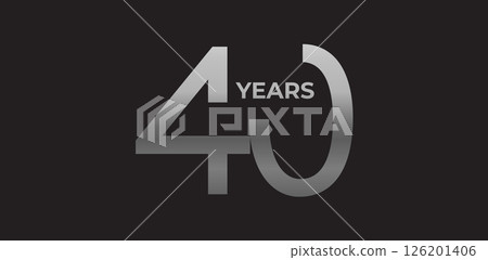 Sharp angled number 40 years in silver, strong geometric logo reflects experience, achievement. Corporate badge for 40-year milestones, commemorative branding. Vector illustration. 126201406