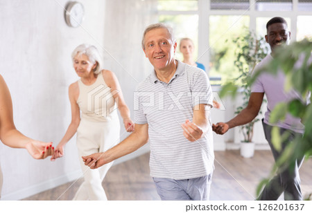Senior man is engaged in modern dance class Senior man is engaged in modern dance class 126201637