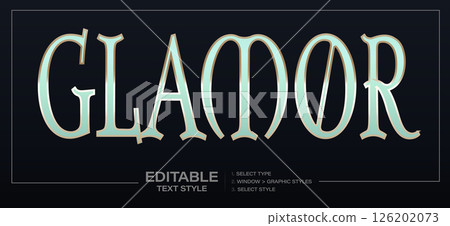 Elegant pastel glamor editable text style with golden outline and vintage charm. Ideal for fashion, beauty branding, wedding design, luxury packaging. Graphic text effect. Vector illustration. 126202073