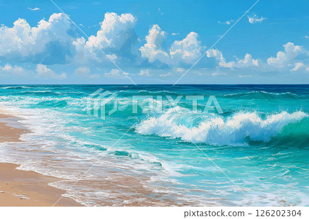 Blue sea and sky picture AI image 126202304