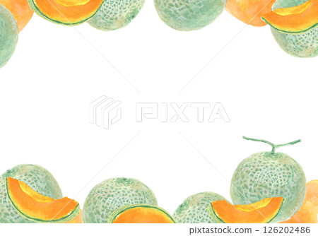 Watercolor painted melon background 126202486