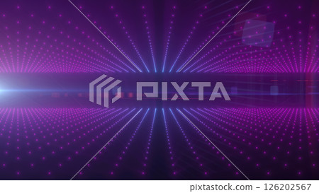 Futuristic purple and blue grid with glowing dots, representing technology, virtual reality, and digital landscapes Futuristic purple and blue grid with glowing dots, representing technology, virtual reality, and digital landscapes 126202567
