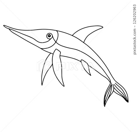 Coloring book. Cute tropical swordfish character. Vector illustration in doodle style. Coloring book. Cute tropical swordfish character. Vector illustration in doodle style. 126202963