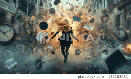 Overwhelmed by chaos, losing connection to self amid life's rush 126203081