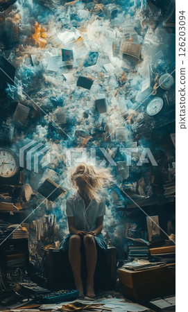 Overwhelmed by chaos and disconnected from self in a frantic world 126203094