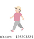 Illustration material of a fat middle-aged woman walking 126203824