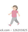 Illustration material of a fat middle-aged woman walking 126203825