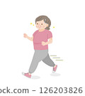Illustration material of a fat middle-aged woman running 126203826