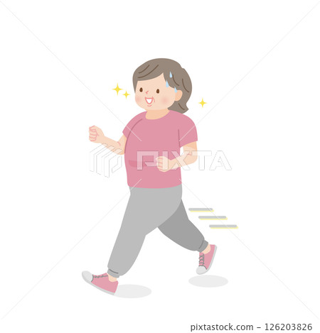 Illustration material of a fat middle-aged woman running 126203826