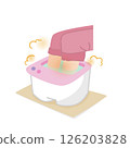 Illustration of warming your feet in a foot bath 126203828